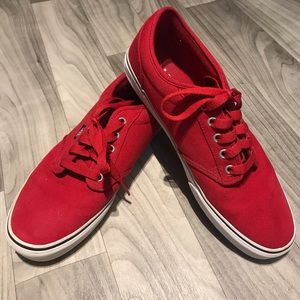Like new red VANS with white soles